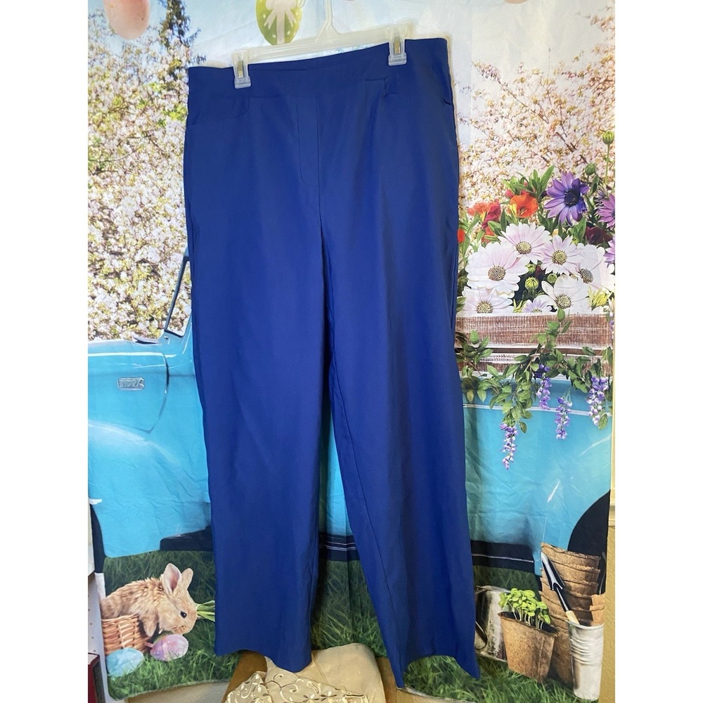 Pants Womens Blue Wide Leg Pockets Dress Pants